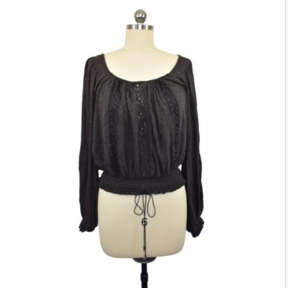 🛍💸🛒Free People Brown Bohemian Top Sz XS - Picture 2 of 8